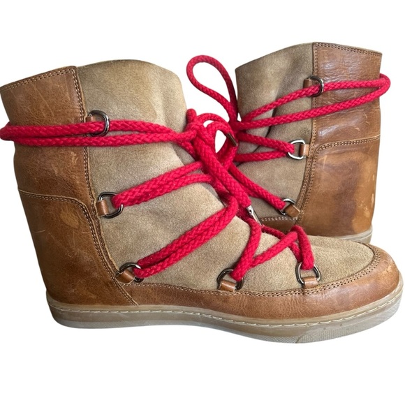 Isabel Marant womens 40/9 Nowles hidden wedge shearling boots camel red - Picture 7 of 9